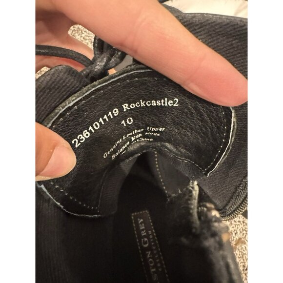 Ashton Grey Black Leather Lace Up Buckle Boots Size 10 - Picture 7 of 8